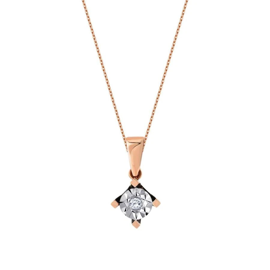0.02 Carat Diamond Solitaire Rose Necklace