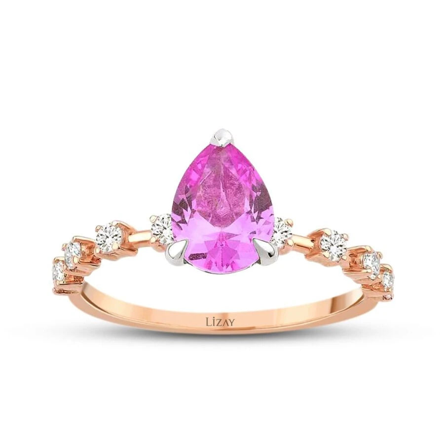 1.78 Carat Diamond Pink Sapphire Ring