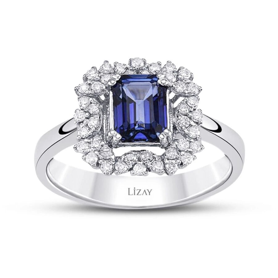 3.28 Carat Diamond Sapphire Ring