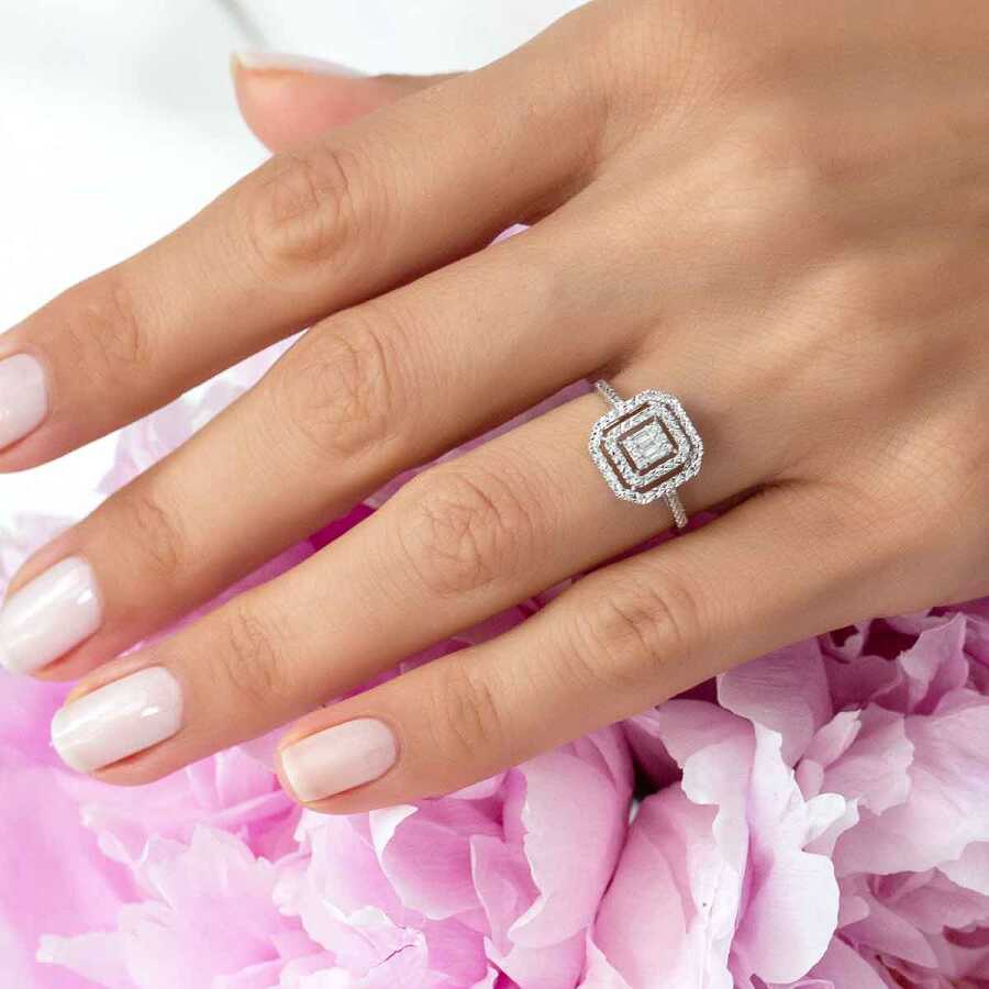 0.07 Carat Diamond-Effect Baguette Ring
