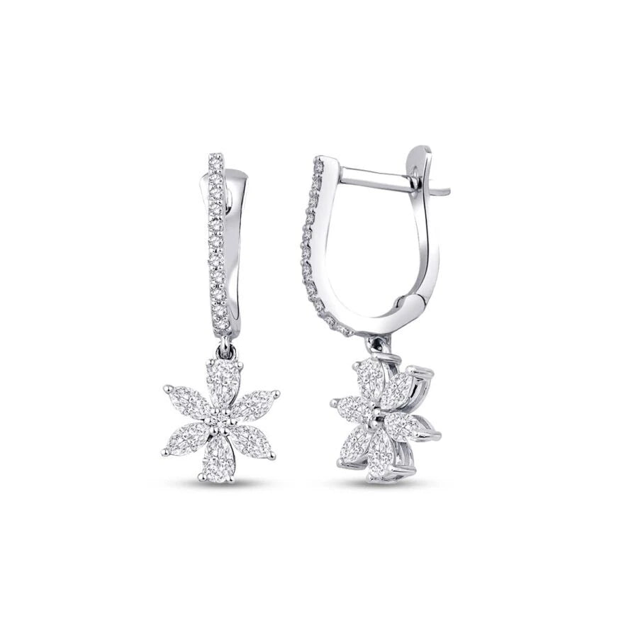 0.94 Carat Diamond Flower Earrings