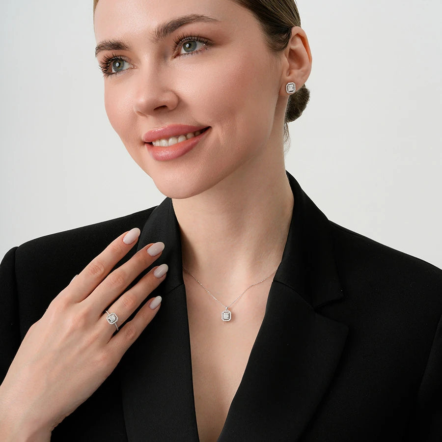 0.14 Carat Diamond Baguette Necklace