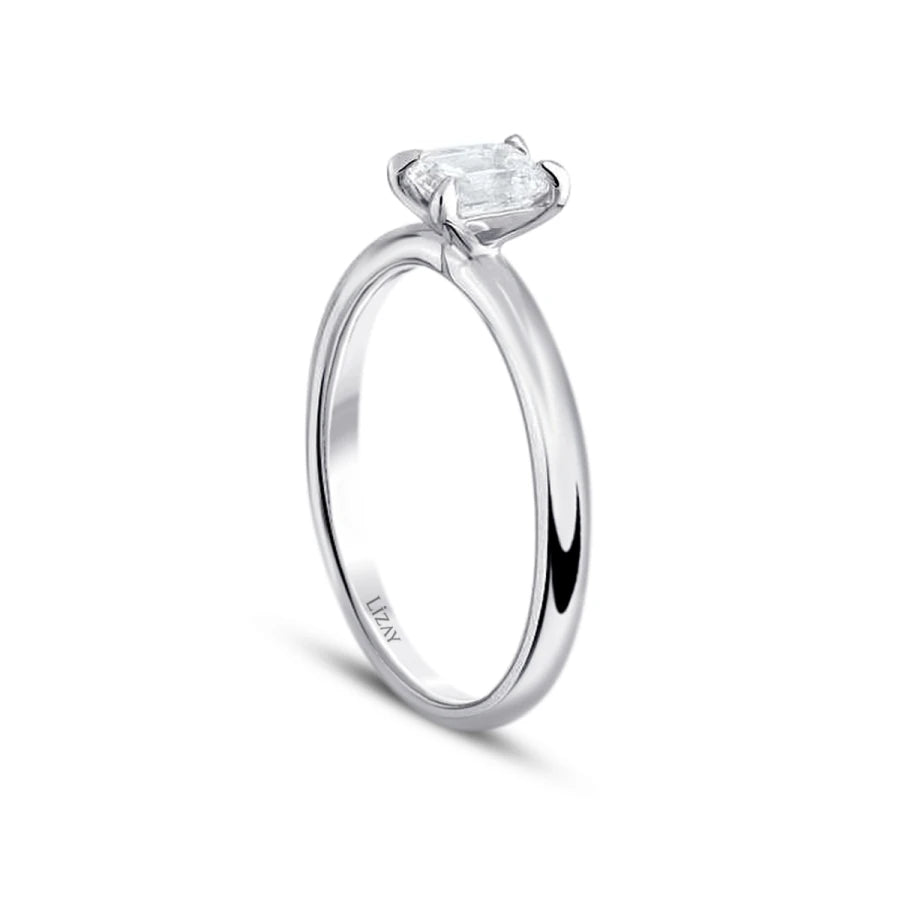 0.50 Carat Diamond Emerald Cut Solitaire Engagement Ring