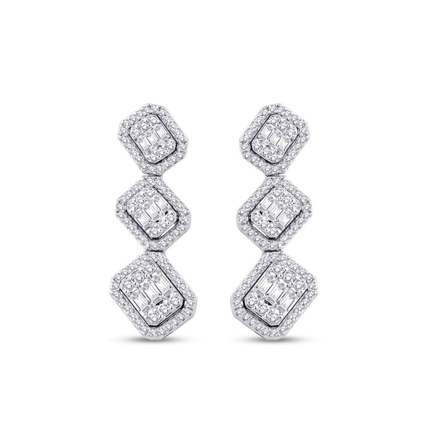 1.60 Carat Diamond Baguette Earrings
