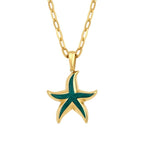 Gold Green Starfish Necklace