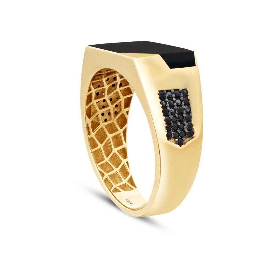 Gold Black Enamel Men’s Ring