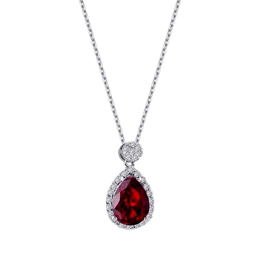 1.15 Carat Diamond Pear Ruby Necklace
