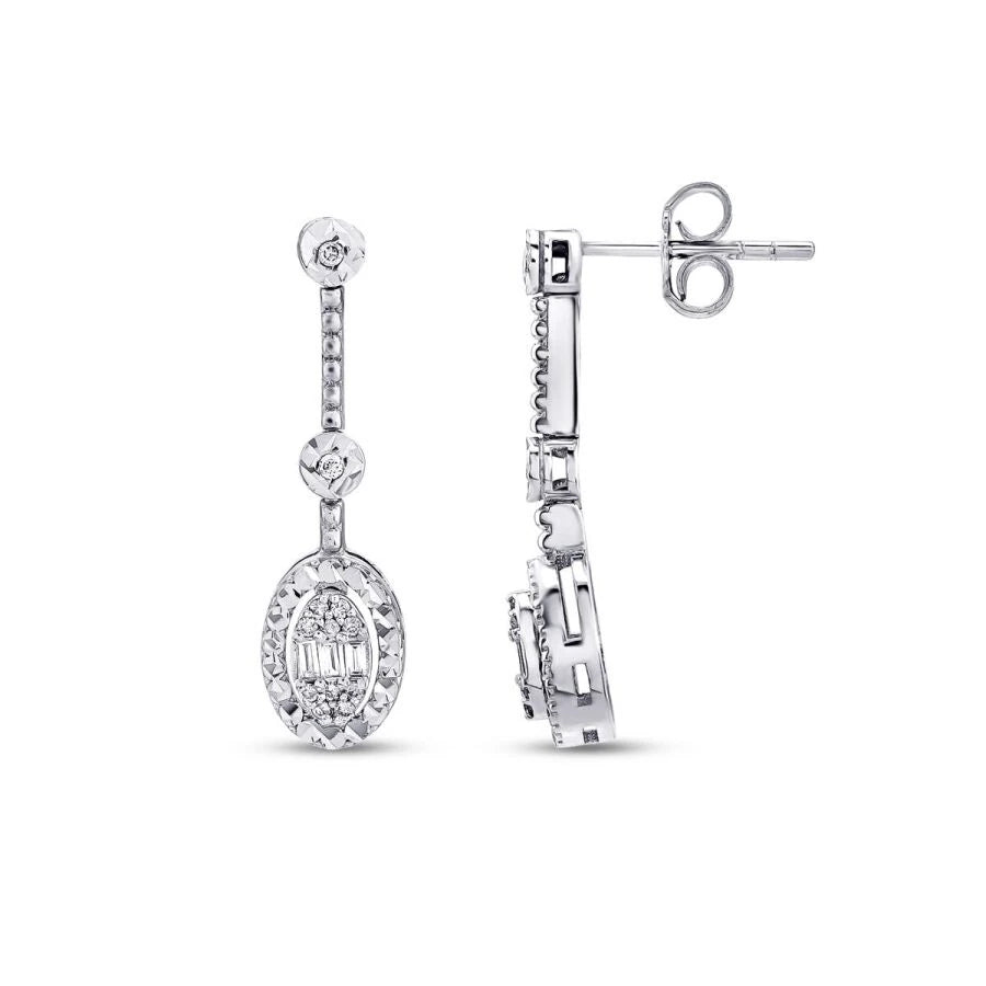 0.14 Carat Diamond Baguette Earrings