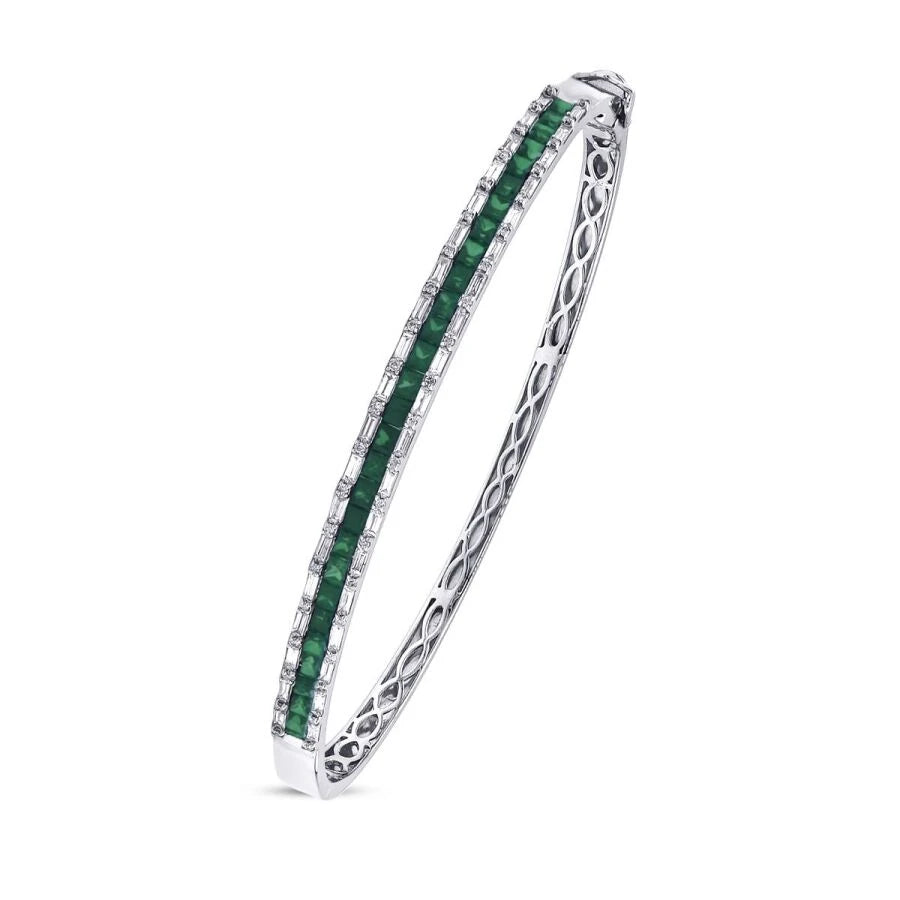 1.82 Carat Diamond Emerald Bangle