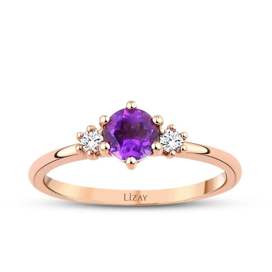 0,58 Karat Diamant-Amethyst-Ring