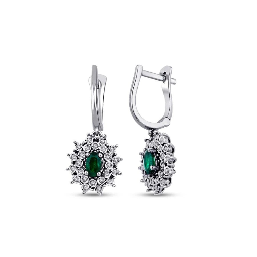 0.66 Carat Diamond Emerald Earrings