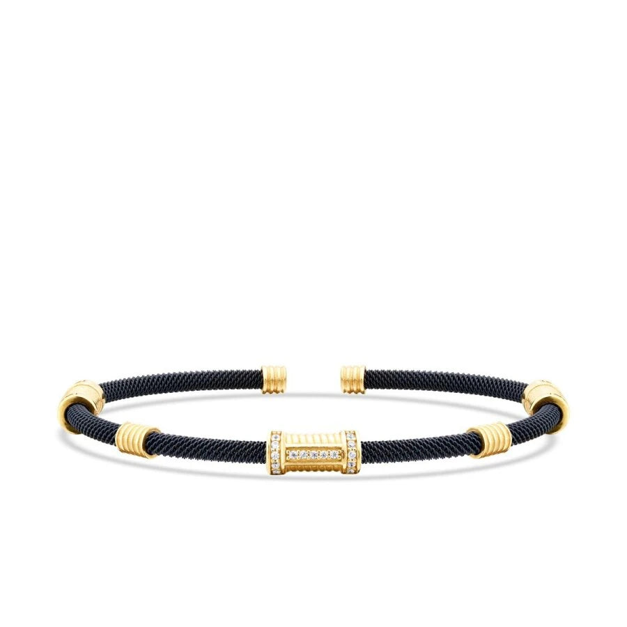 Gold Cylinder-Detail Men’s Bracelet