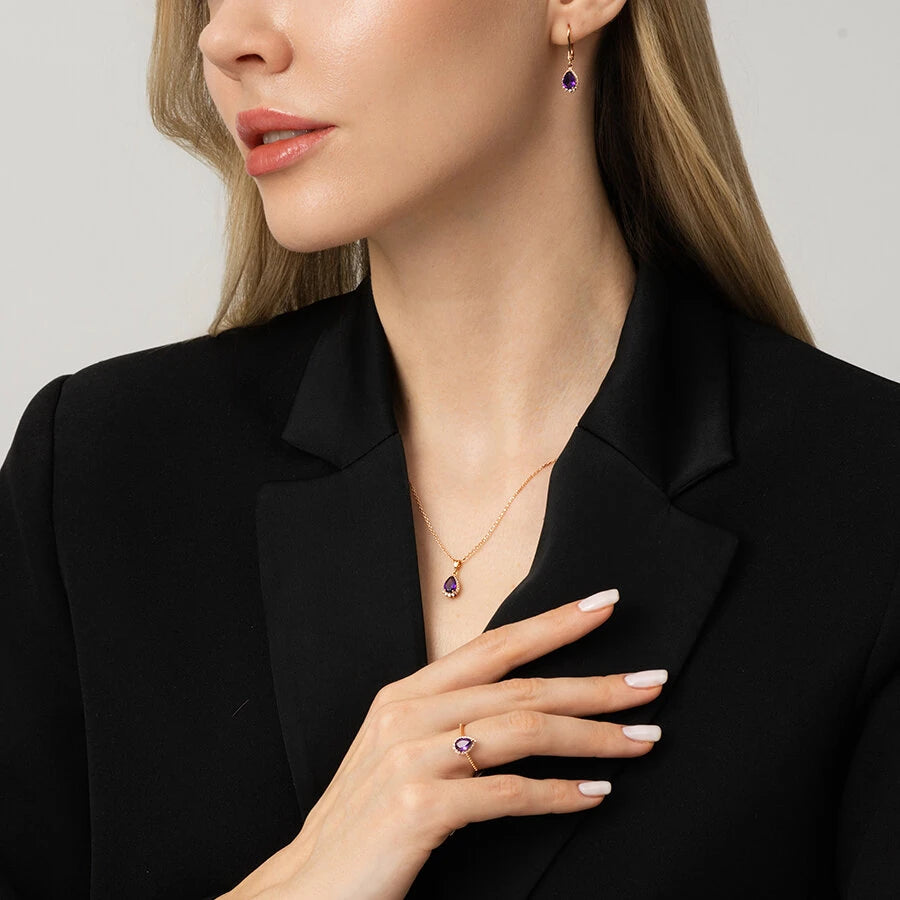 0.64 Carat Diamond Amethyst Necklace