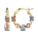 Dreifarbige, gedrehte Kugel-Creolen aus Gold