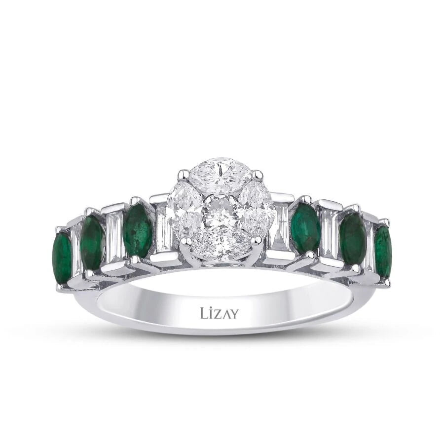 1.12 Carat Diamond Emerald Ring