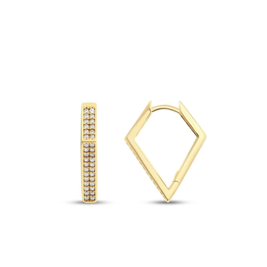 Dreieckige Ohrringe aus Gold mit Stein