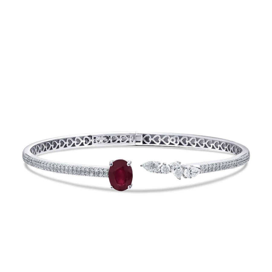 3.34 Carat Diamond Ruby Bangle