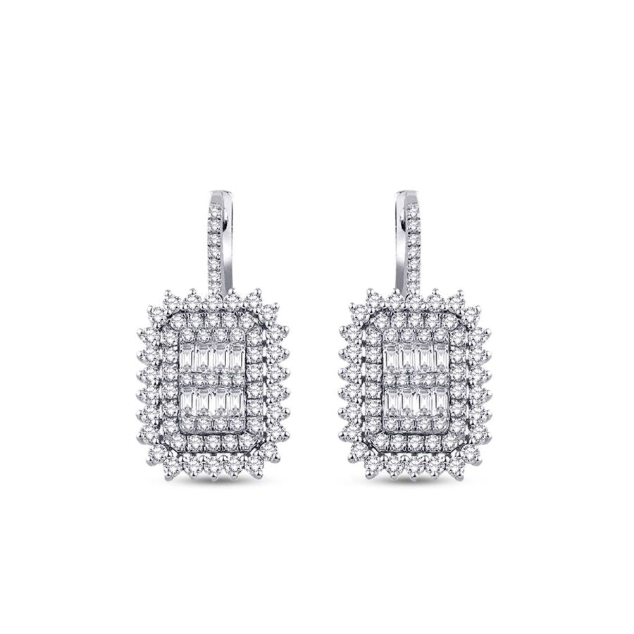1.72 Carat Diamond Baguette Earrings