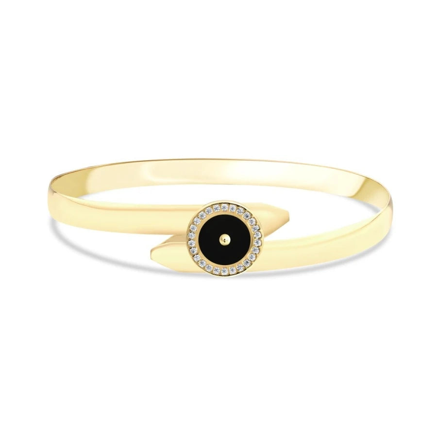 Gold Black Enameled Bangle