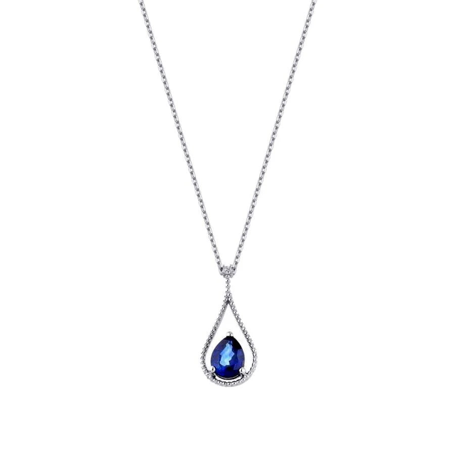 1.98 Carat Diamond Pear Sapphire Necklace
