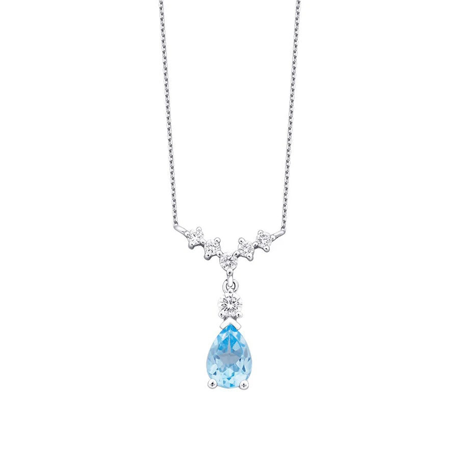 1.05 Carat Diamond Blue Topaz Necklace