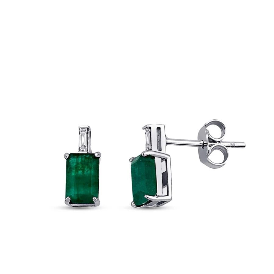 1.04 Carat Diamond Emerald Earrings