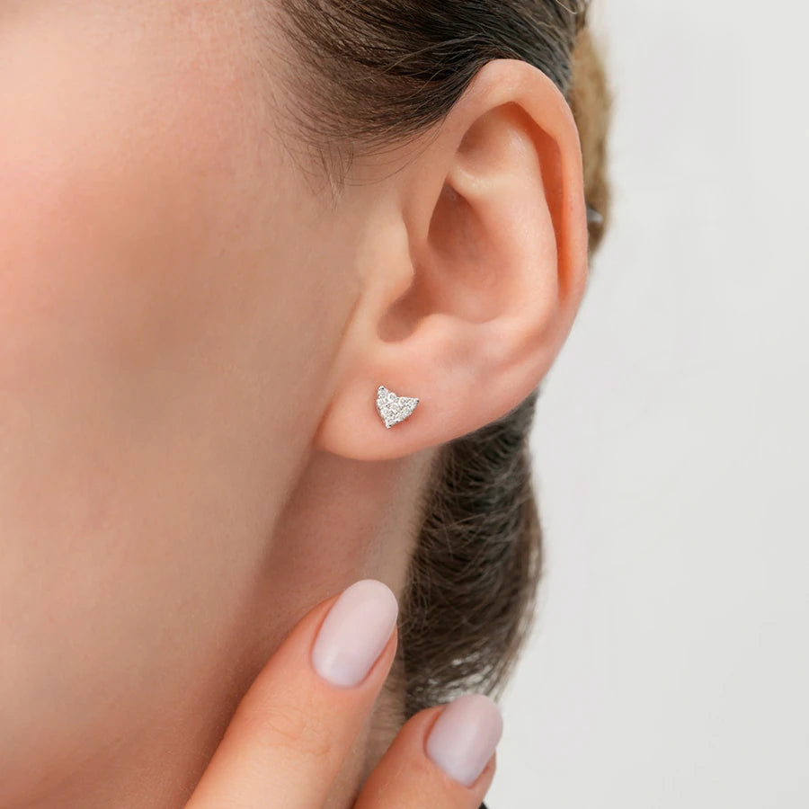 0.12 Carat Diamond Rose Gold Heart Earrings