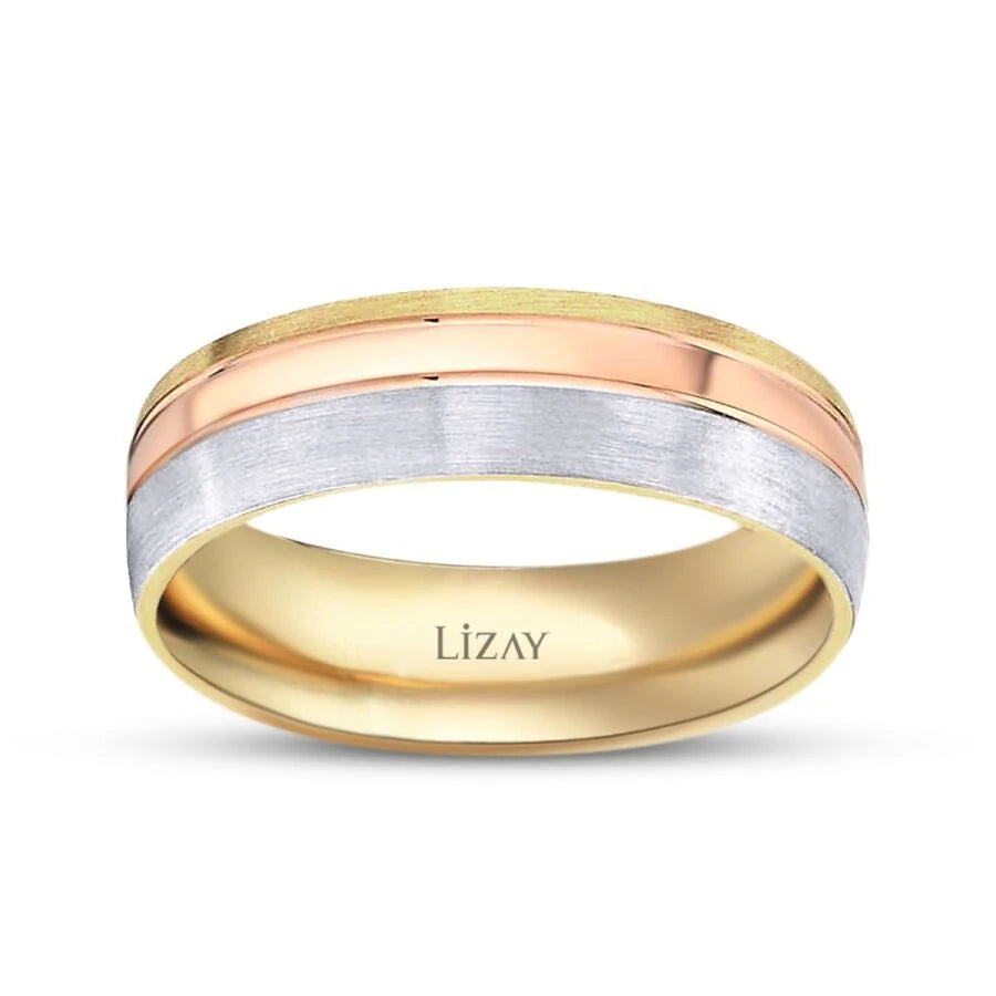 Gold Three-Tone Wedding Band