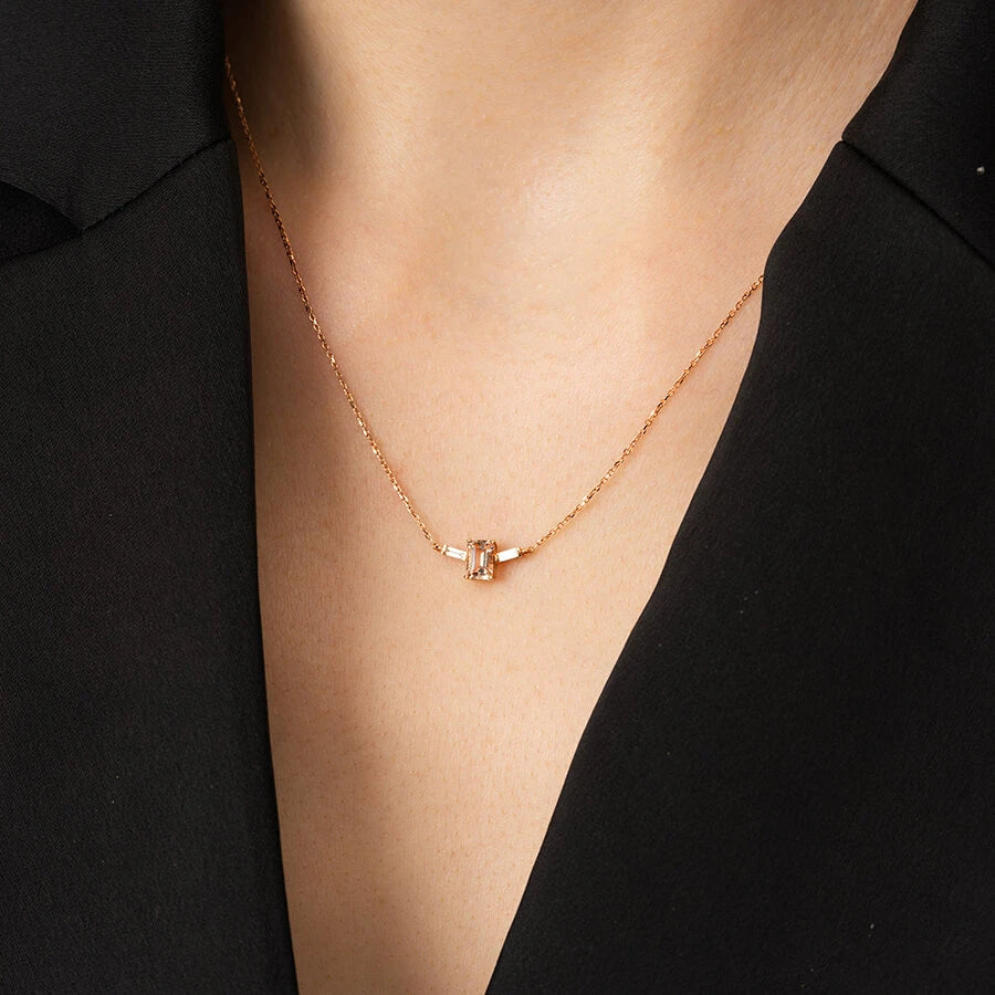 0.65 Carat Diamond Morganite Necklace