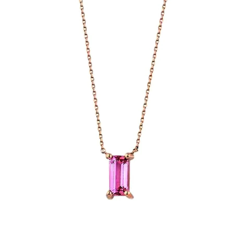 1.48 Carat Diamond Pink Stone Necklace