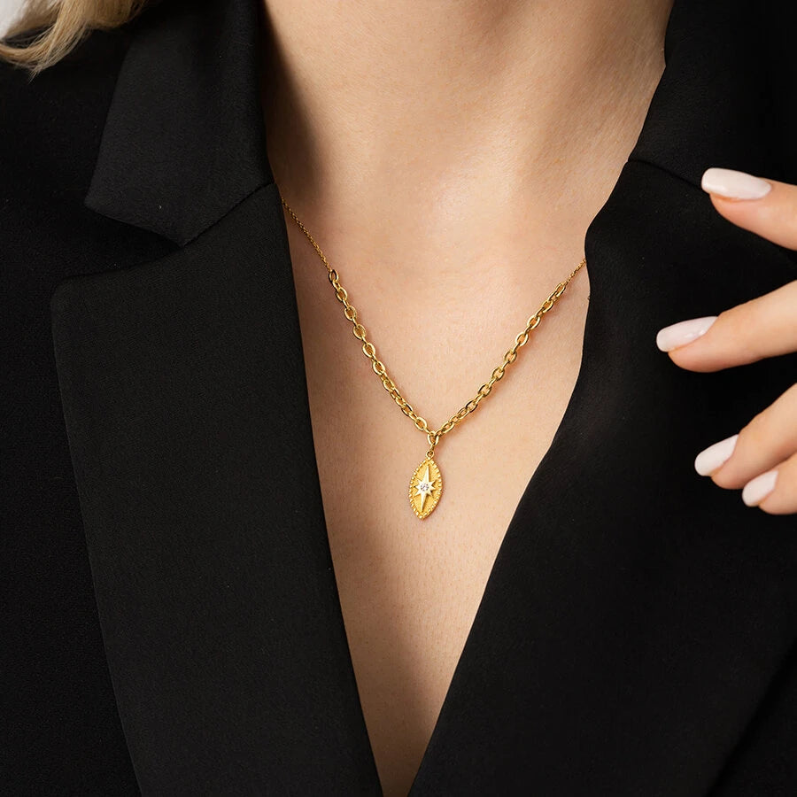 Gold North Star Chain Necklace