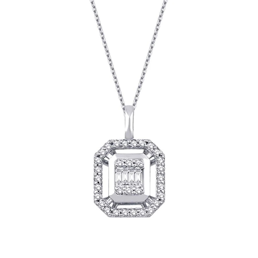 0.14 Carat Diamond Baguette Necklace