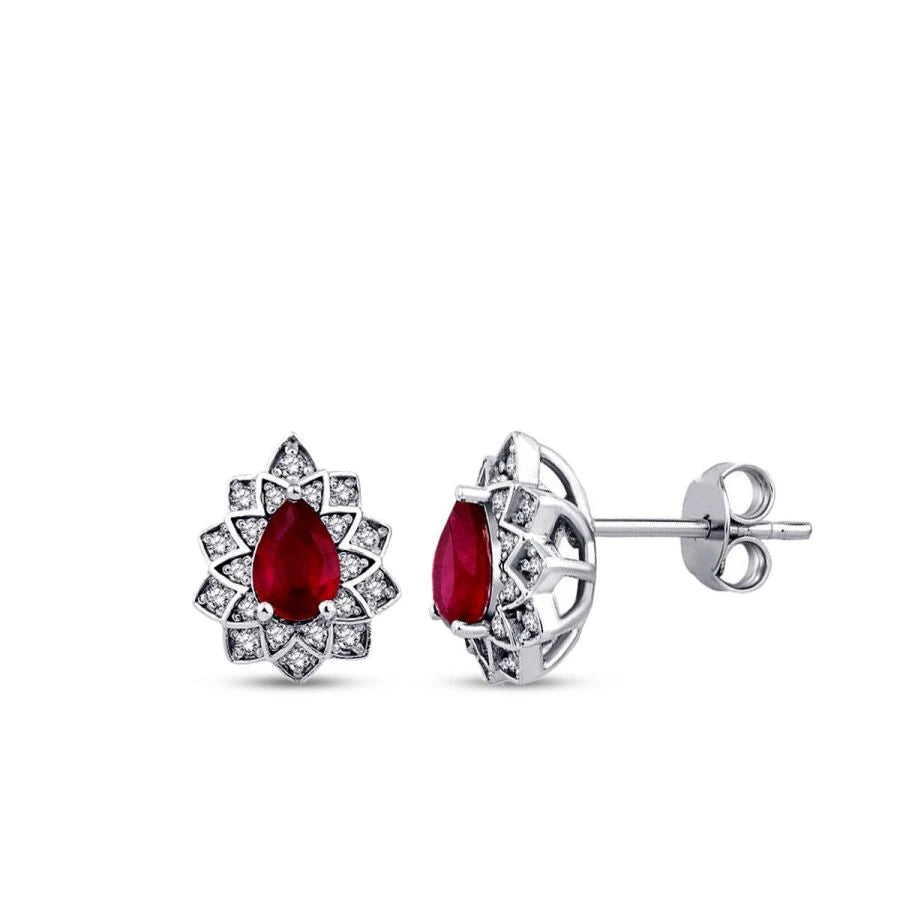 1.48 Carat Diamond Ruby Earrings