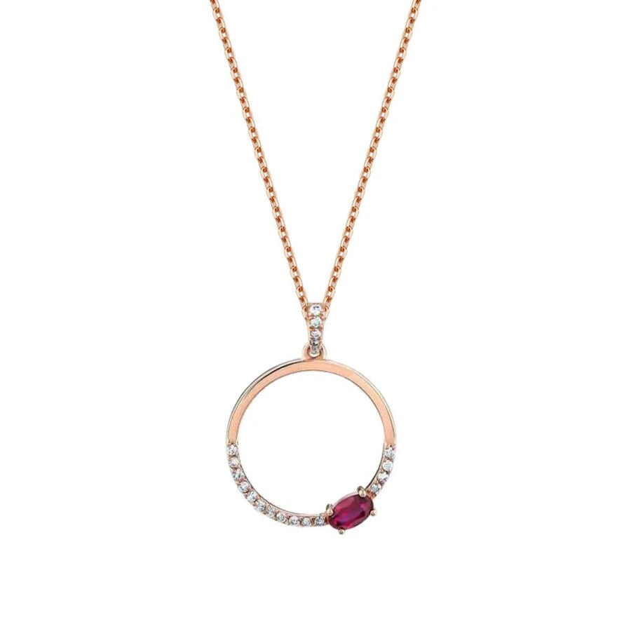 0.47 Carat Diamond Ruby Hoop Necklace