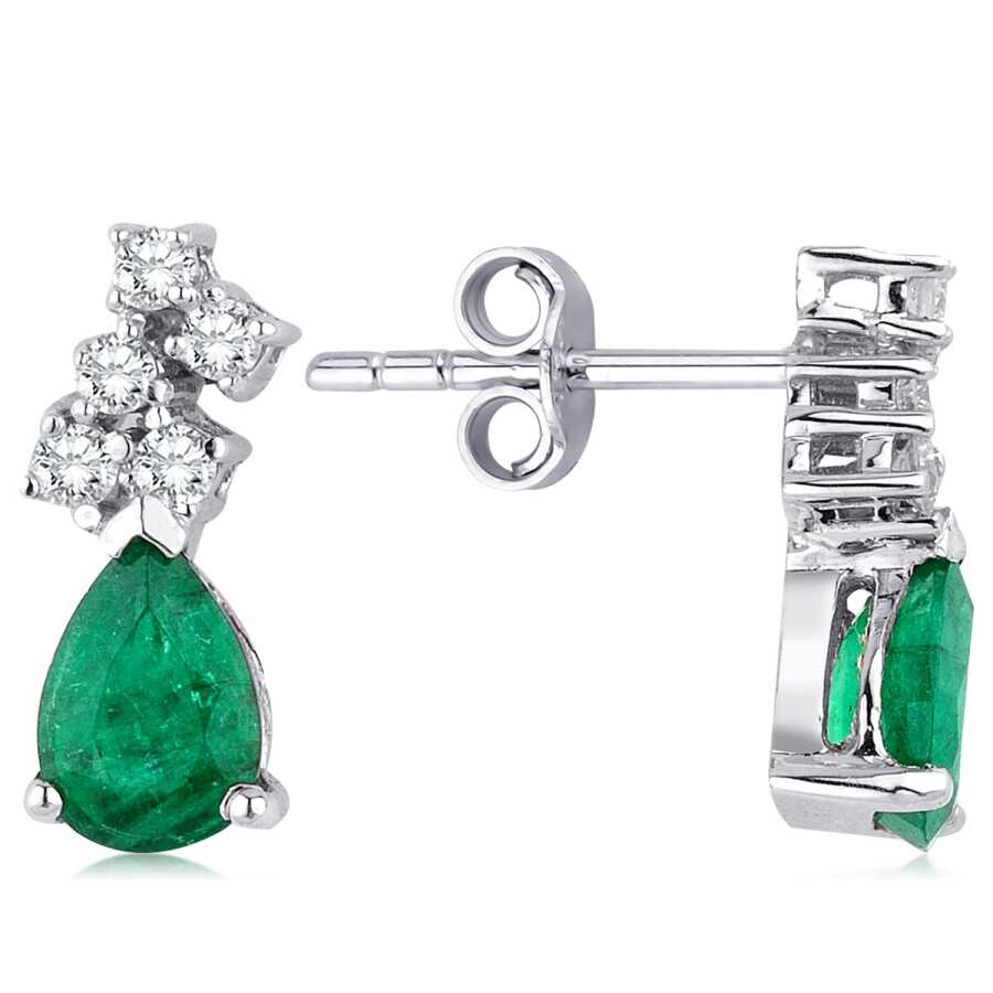 1.40 Carat Diamond Emerald Earrings
