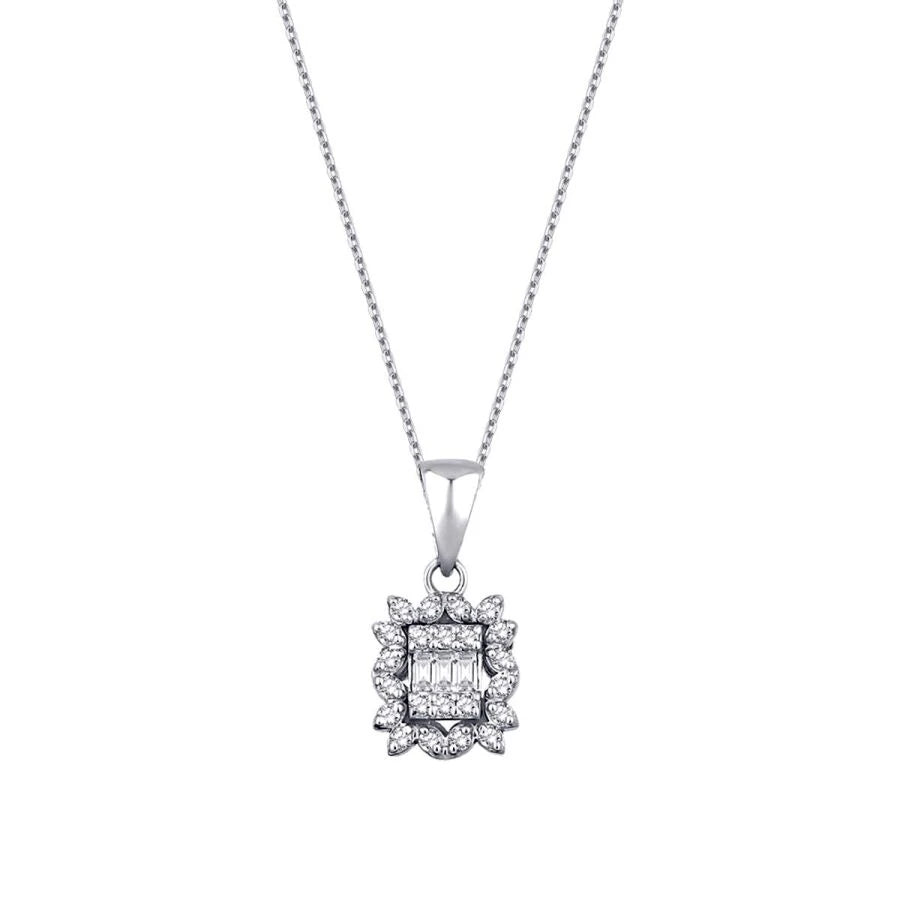 0.10 Carat Diamond Baguette Necklace
