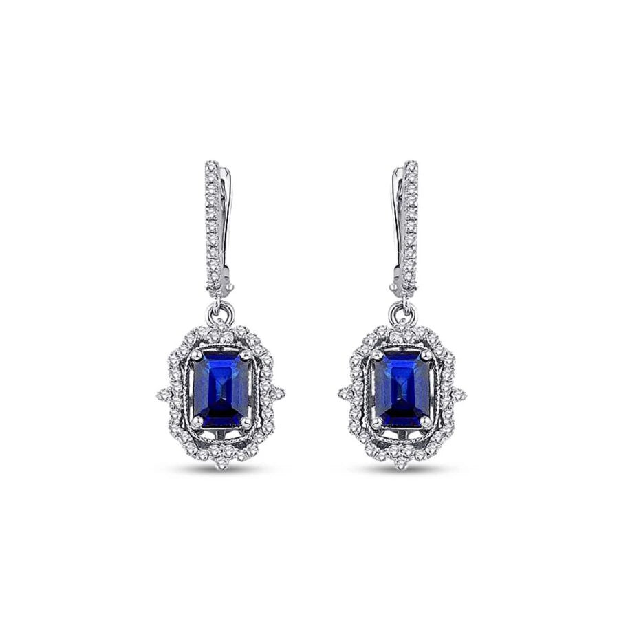 3.07 Carat Diamond Sapphire Earrings