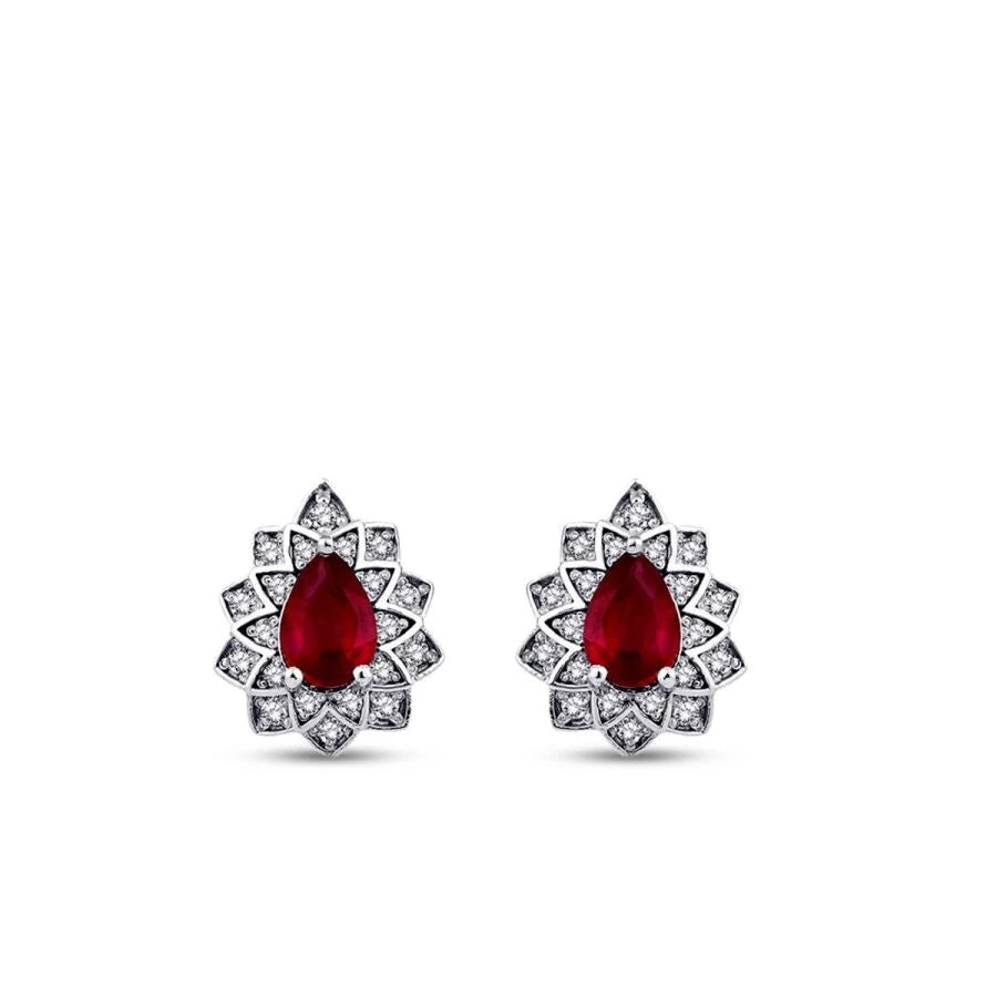 1.48 Carat Diamond Ruby Earrings