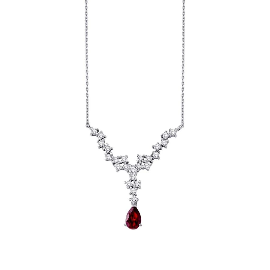 1.04 Carat Diamond Pear Ruby Necklace