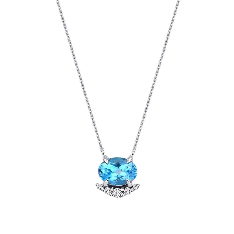 0.99 Carat Diamond Blue Topaz Necklace
