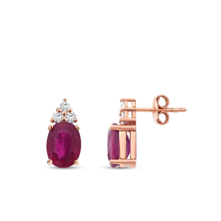 3.96 Carat Diamond Ruby Earrings