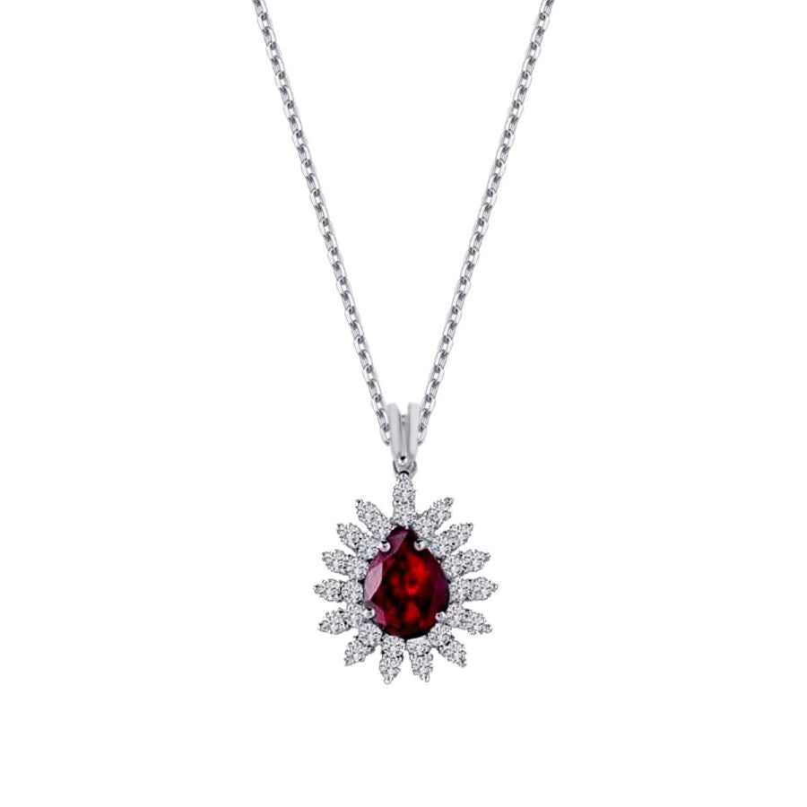 3.12 Carat Diamond Pear Ruby Necklace