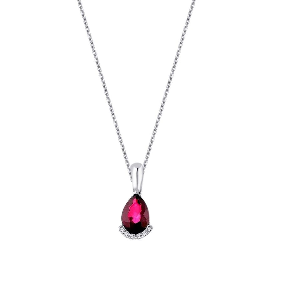 1.13 Carat Diamond Pear Ruby Necklace
