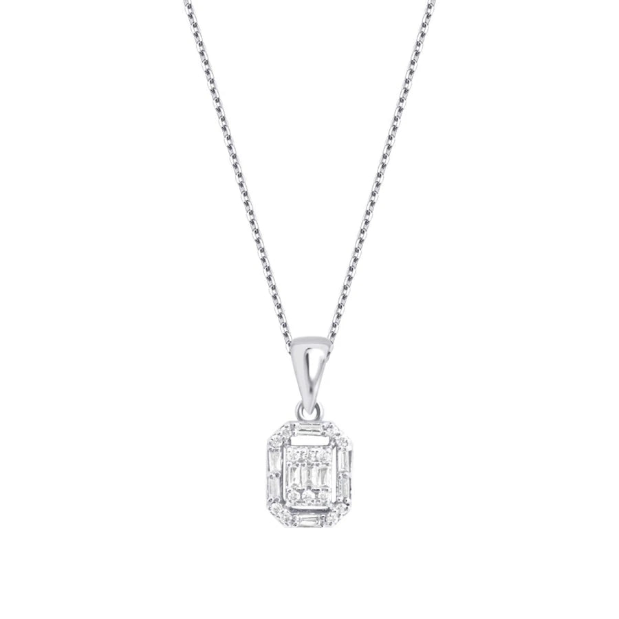 0.14 Carat Diamond Baguette Necklace