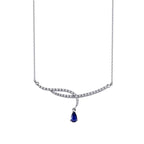 0.79 ct. Diamant Tropfen Saphir Halskette
