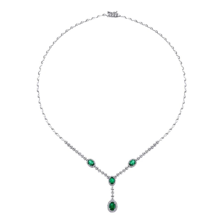 2,84 Karat Diamant-Smaragd-Halsband