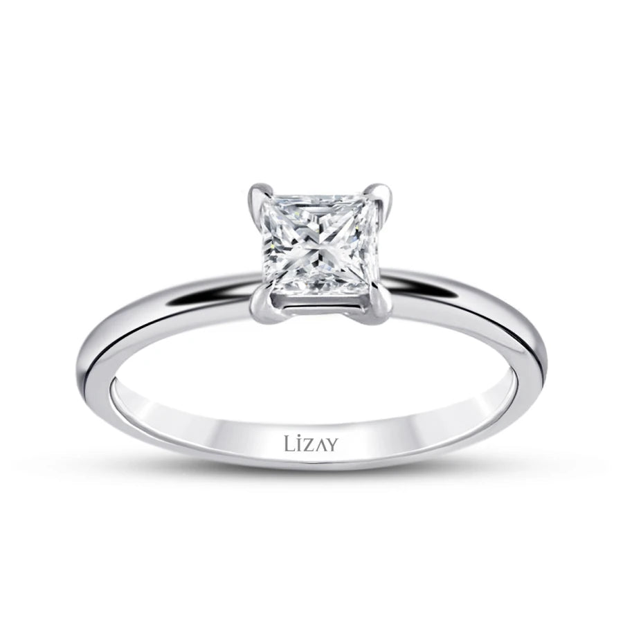 0.40 Carat Diamond Princess Solitaire Engagement Ring