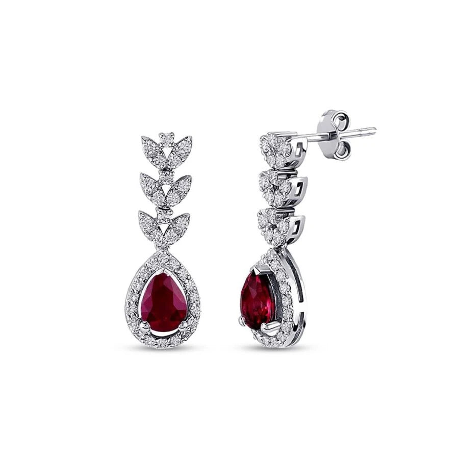 2.15 Carat Diamond Ruby Earrings