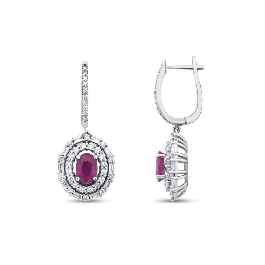 3.84 Carat Diamond Ruby Earrings