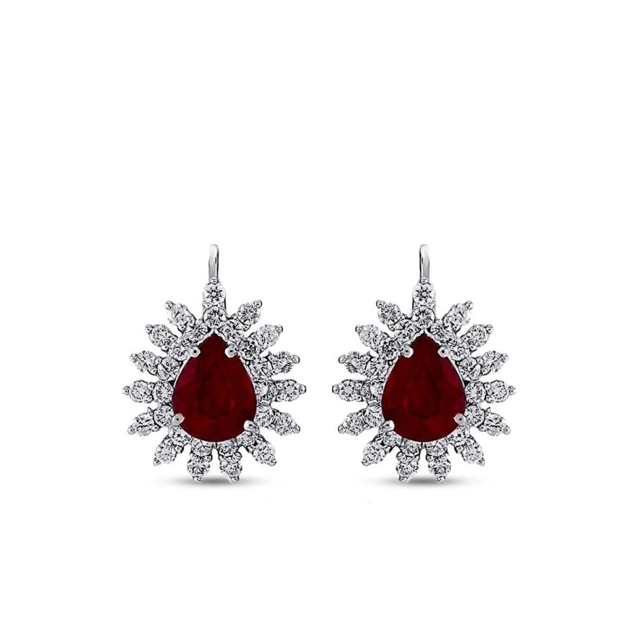 6.14 Carat Diamond Ruby Earrings
